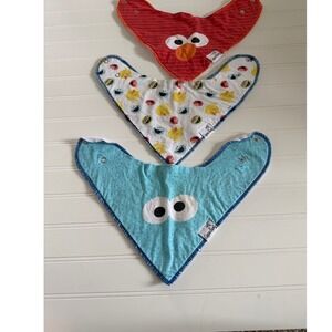 Copper Pearl Sesame Street Bandana Bib Set (3) Elmo Cookie Monster  Drool Bibs